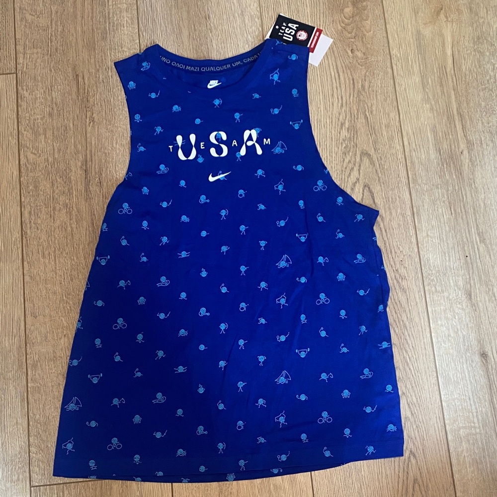 Women's Nike Blue Team USA Icon Allover Print Muscle Tank Top